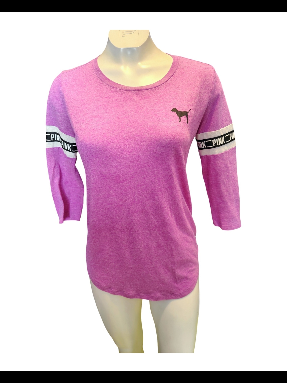 PINK Victoria's Secret Heather‎ Magenta Scoop Neck Long Sleeve Tee
